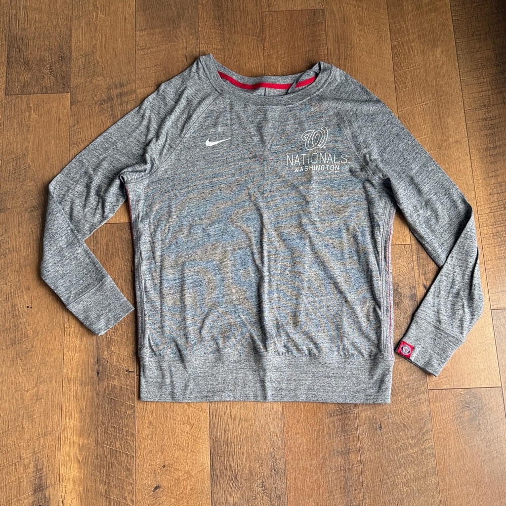Nike Gray Washington Nationals Crewneck Sweatshirt